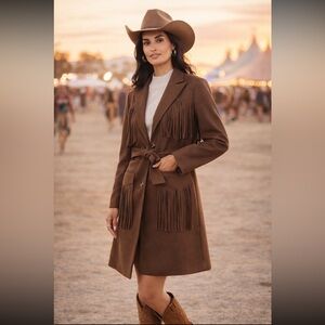 Palomino Dreams NWT Brown Fringe Coat size XL.